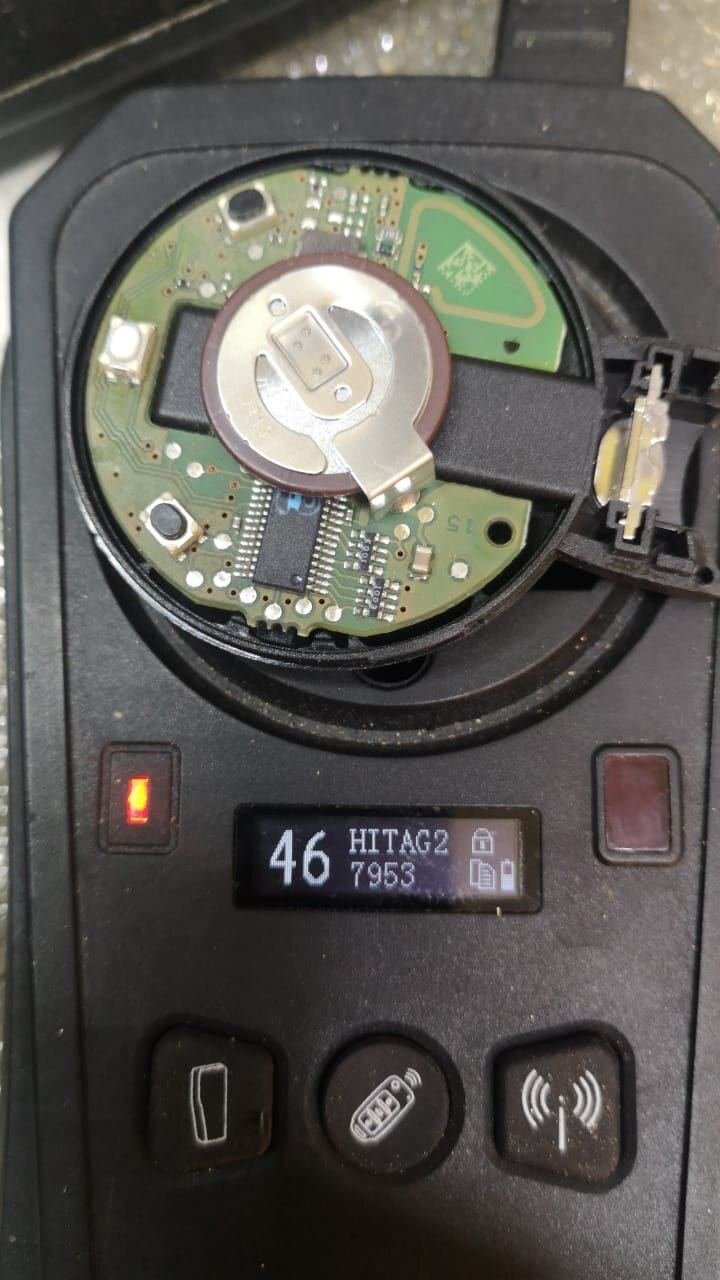 Diagnóstico de transponder ID46 Hitag2 en pantalla del equipo